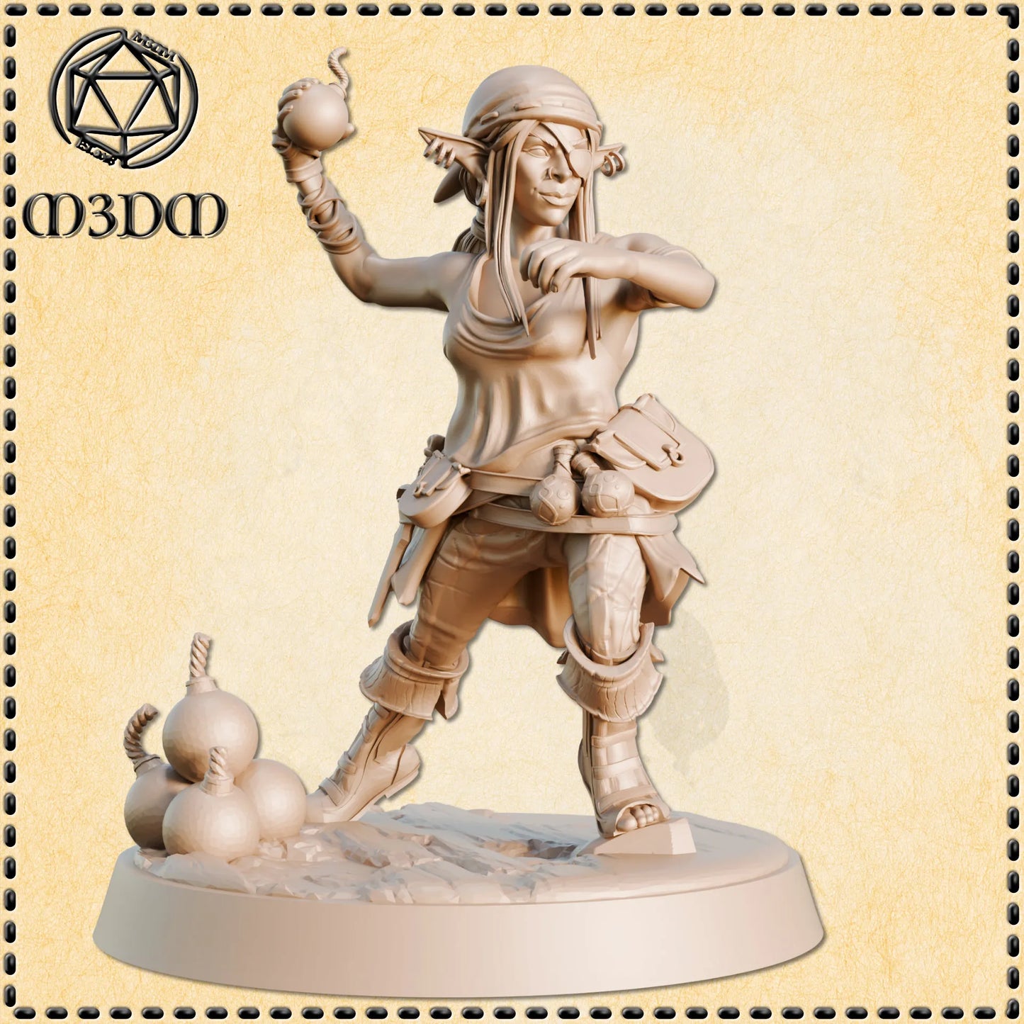Female Goblin Pirate Miniature by M3DM