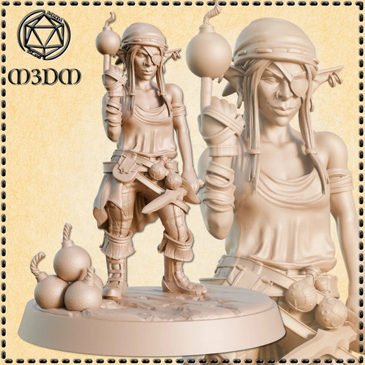 Female Goblin Pirate Miniature by M3DM