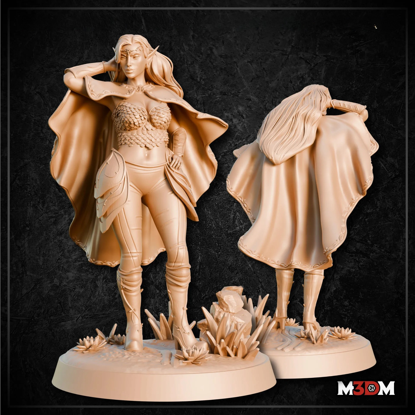 Female Elf Warlock Miniature by M3DM
