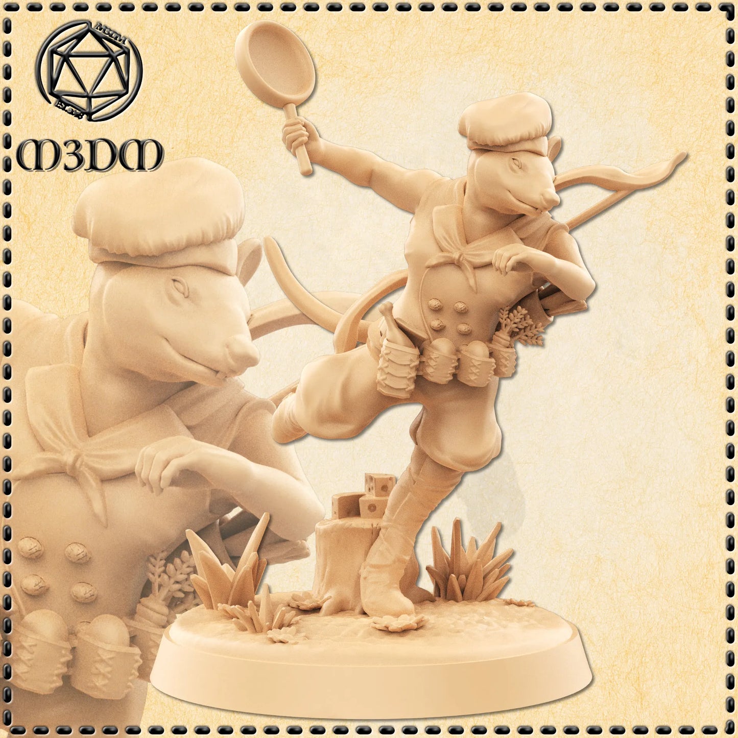 Ratfolk Chef Ranger Miniature by M3DM