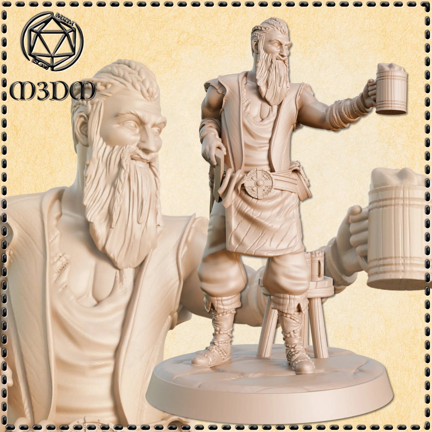 Viking Barkeep Miniature by M3DM