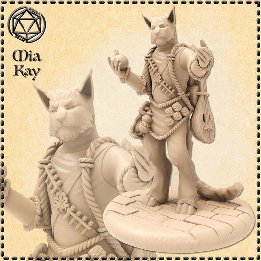 Catfolk Merchant miniature by M3DM