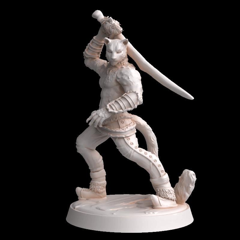Catfolk Swordsman miniature by MZ4250