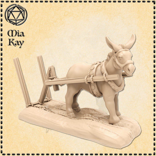 Donkey with Plow miniature by M3DM