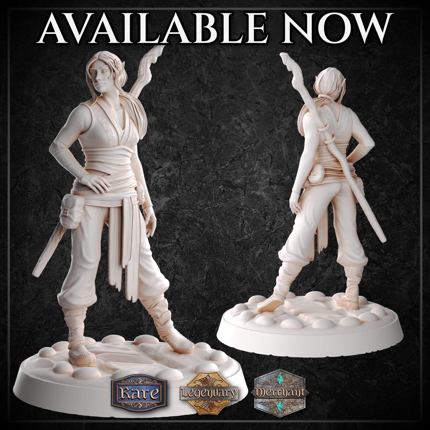 Female Elf Monk miniature by M3DM