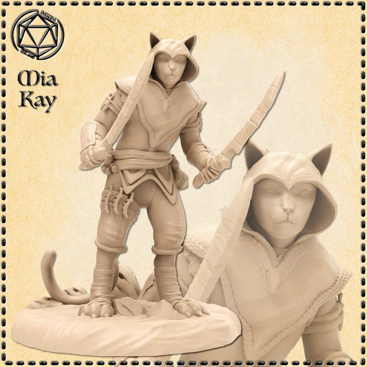 Female Catfolk Rogue miniature by M3DM