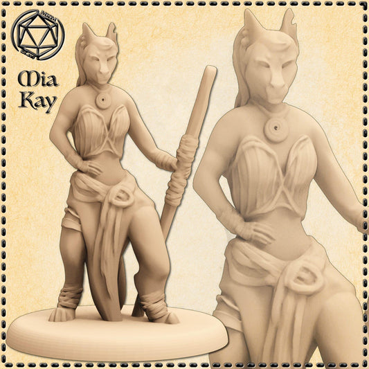 Female Tabaxi miniature by M3DM