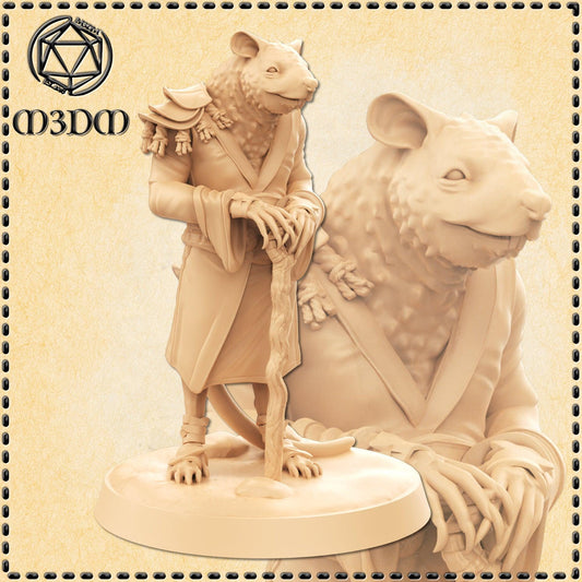 Ratfolk Monk miniature by M3DM