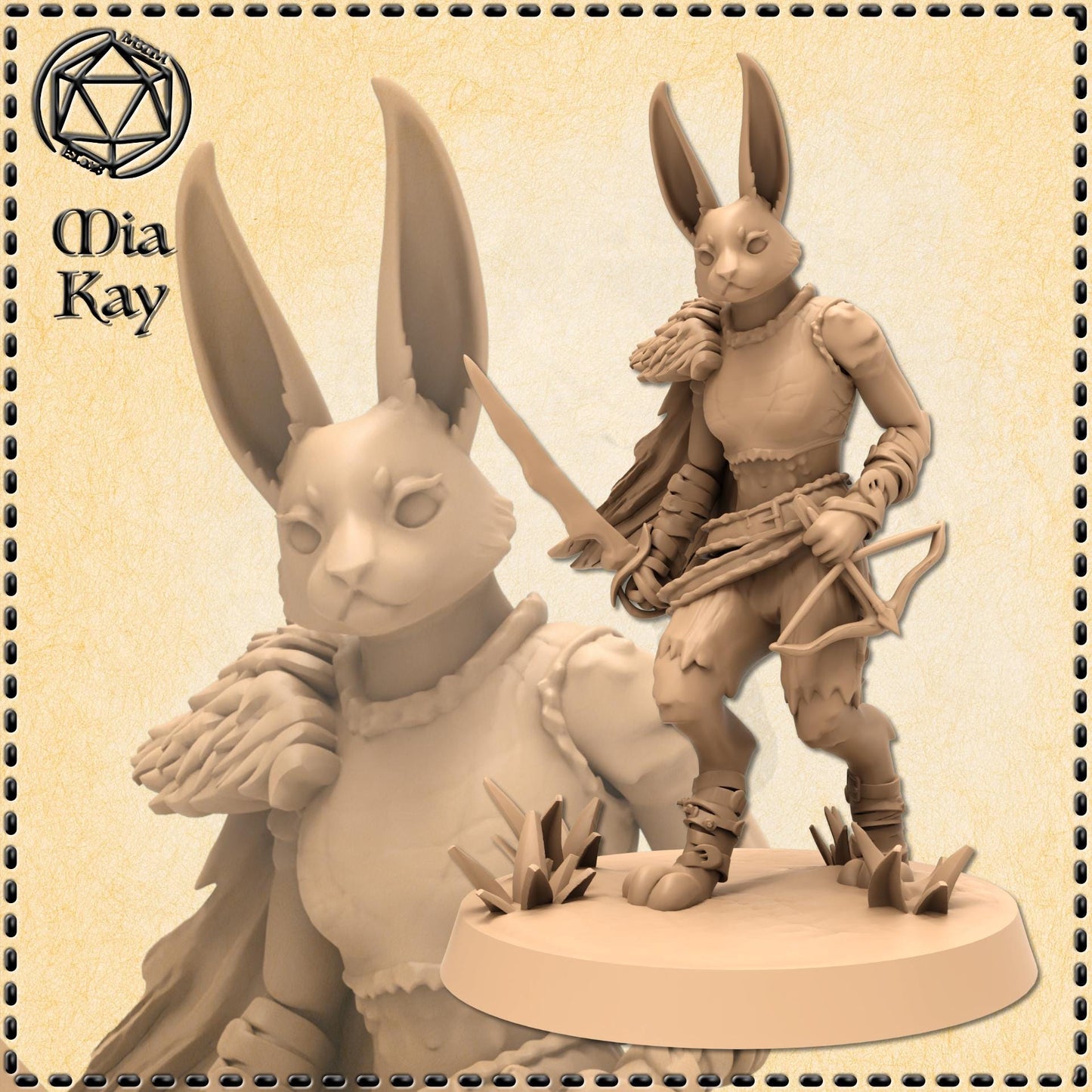 Rabbitfolk Rogue miniature by M3DM