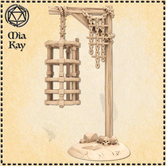 Prisoner Cage with and w|o Skeleton miniature by M3DM