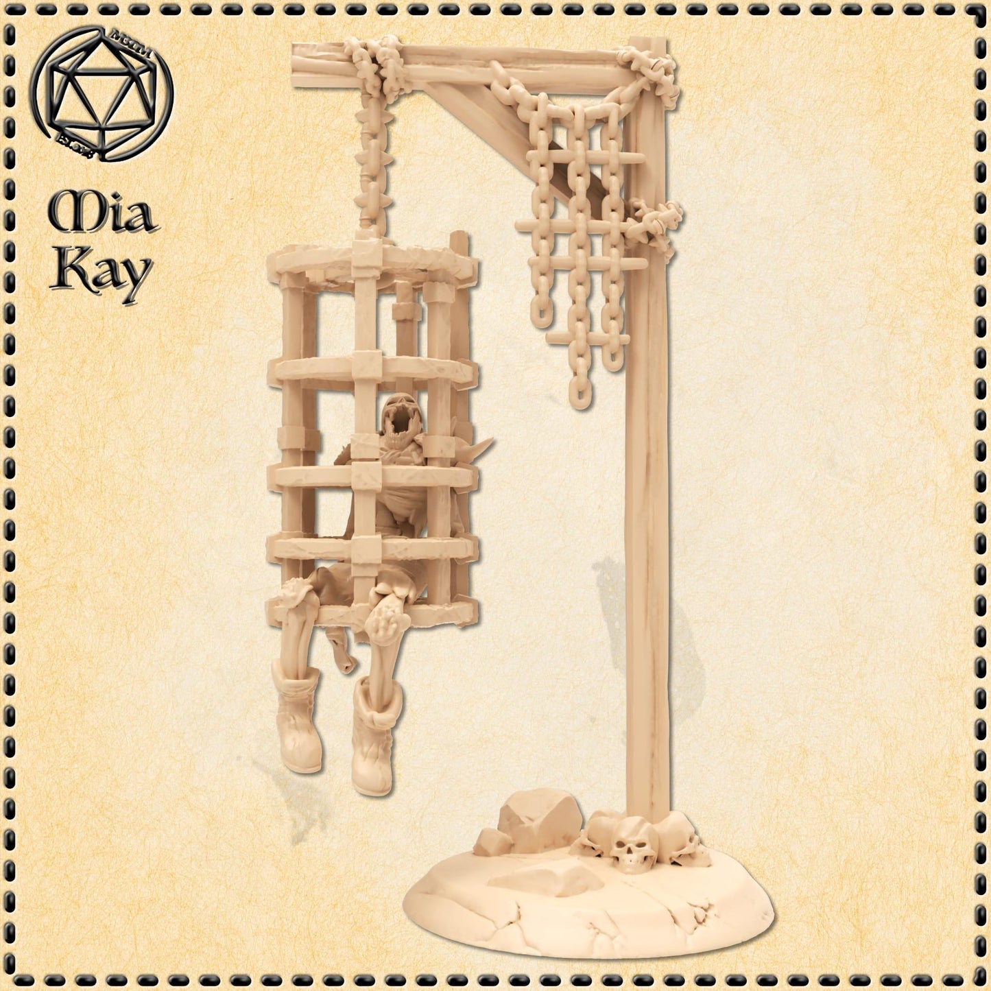 Prisoner Cage with and w|o Skeleton miniature by M3DM