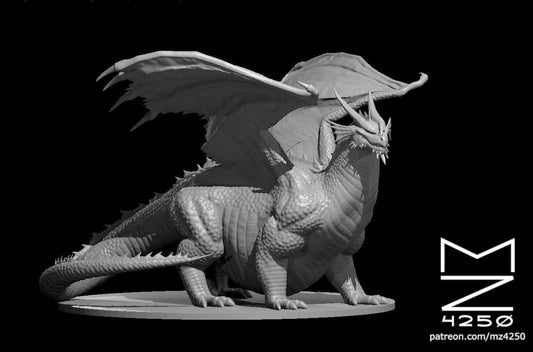Chonky Red Dragon Adult Wyrmling miniature by MZ4250