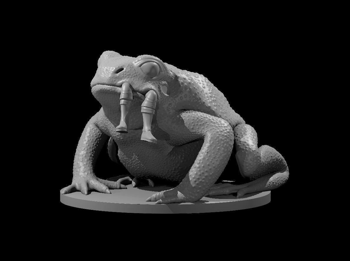 Giant Toad eating an adventurer miniature by MZ4250