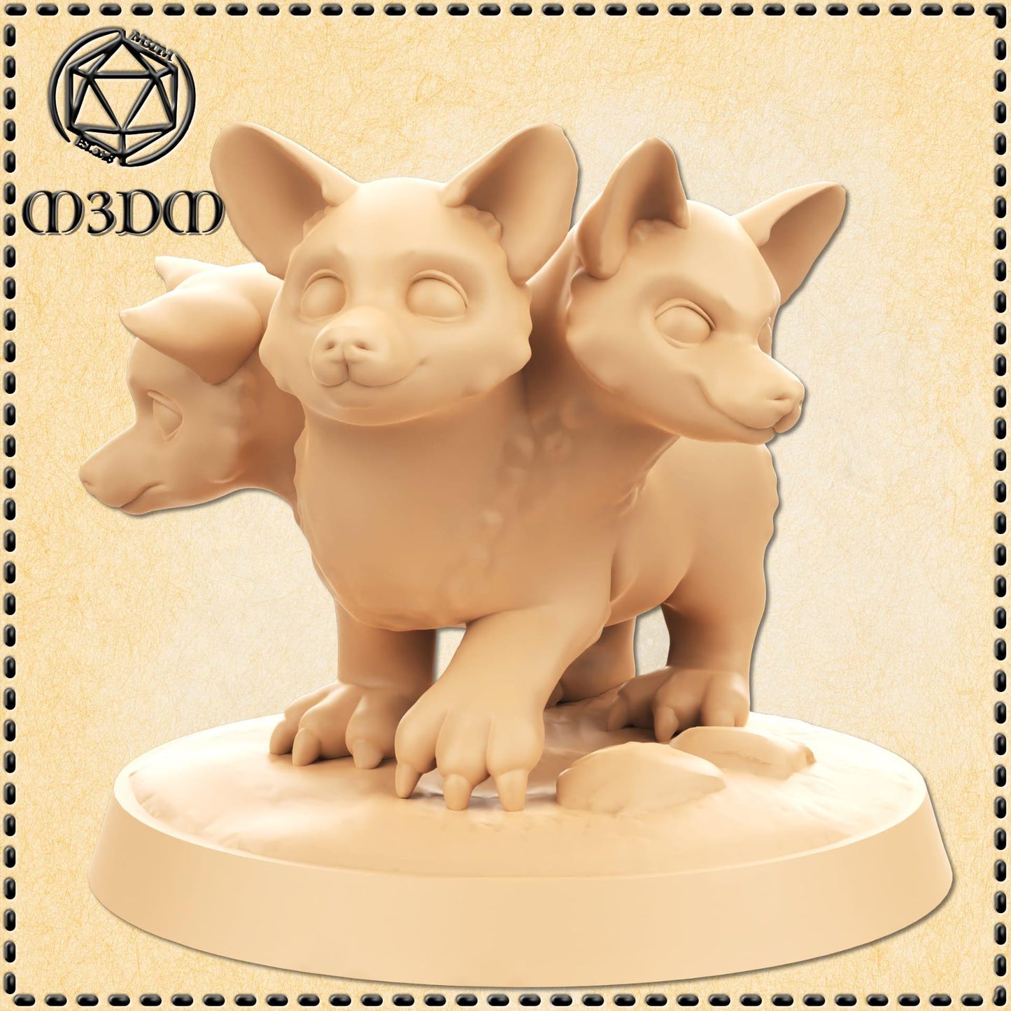 Baby Corgi Cerberus miniature by M3DM