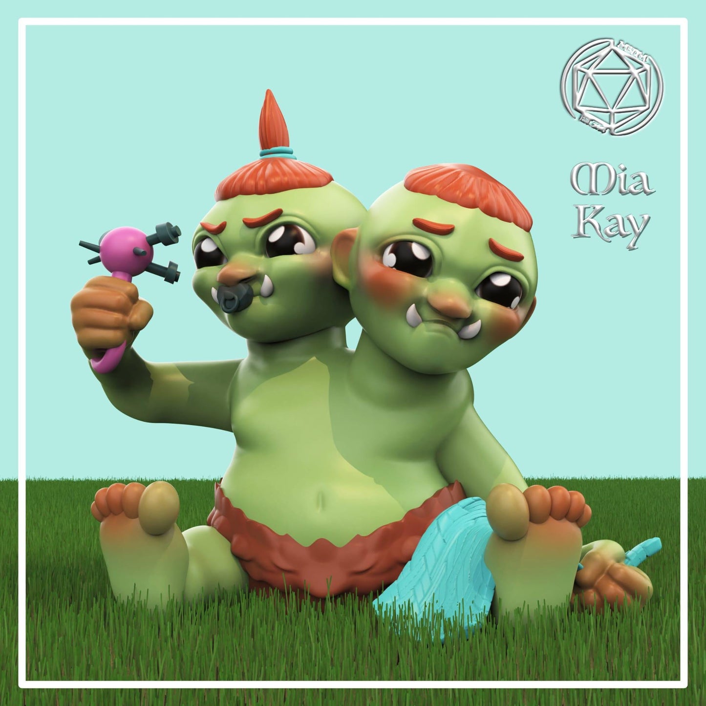 Baby Ettin miniature by M3DM