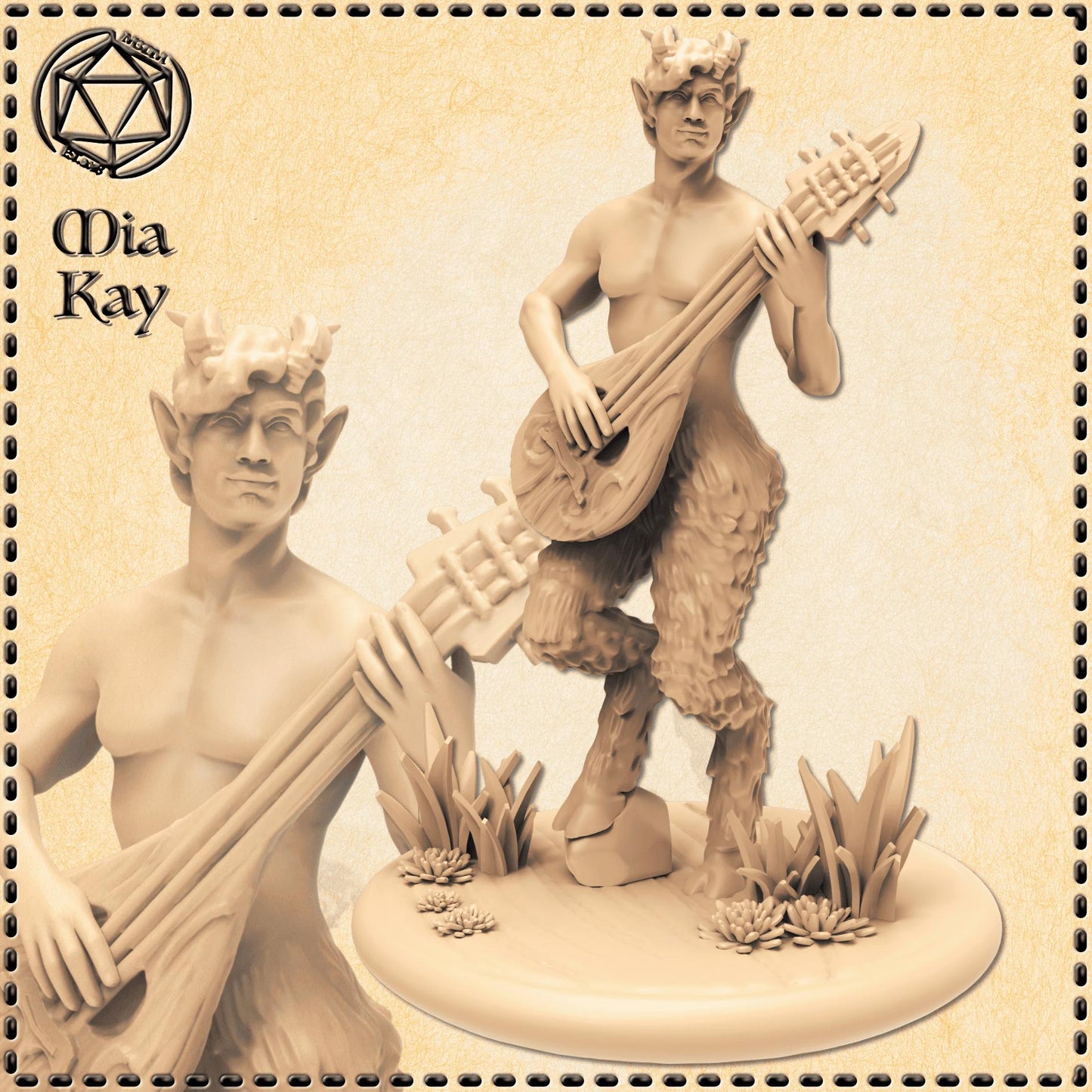 Bard Satyr miniature by M3DM
