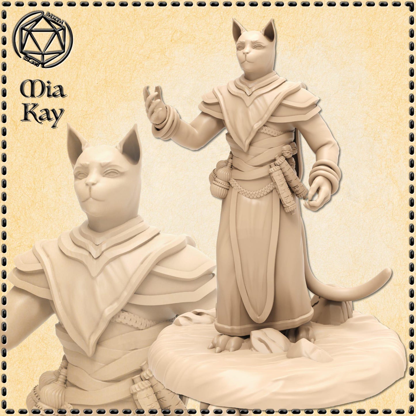 Catfolk Cleric miniature by M3DM