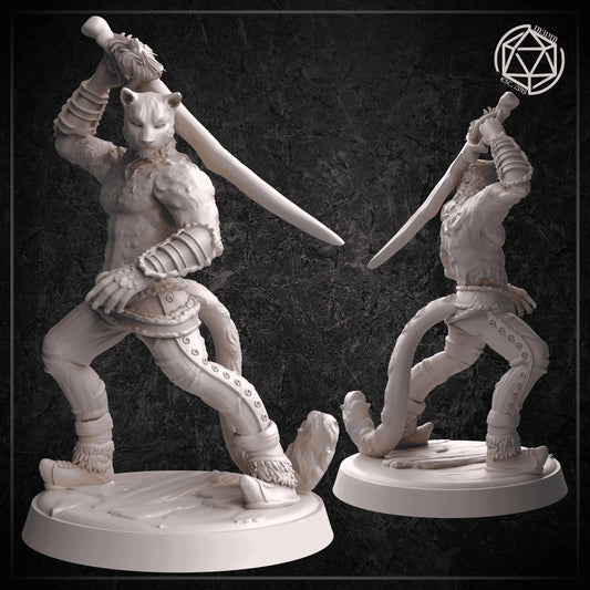 Catfolk Swordsman miniature by MZ4250