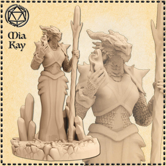 Dragonborn Enchantress miniature by M3DM