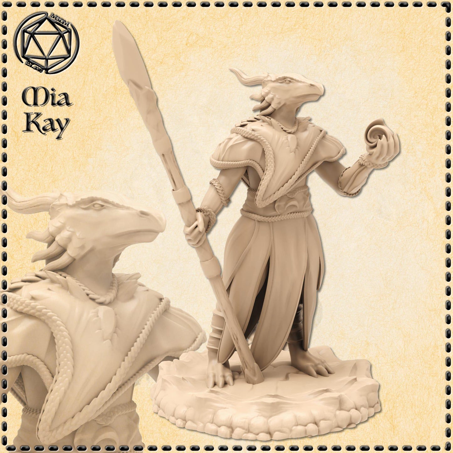 Dragonborn Sorceress miniature by M3DM