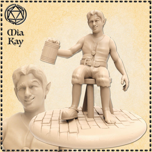 Halfling Seated Bar Guest miniature by M3DM