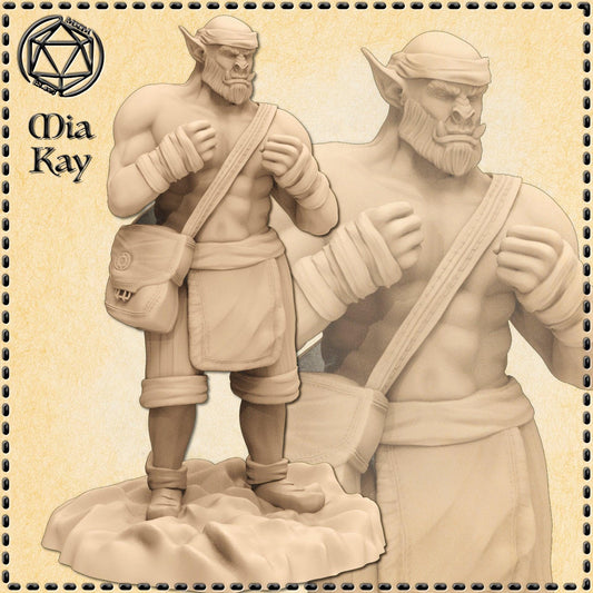 Orc Monk miniature by M3DM