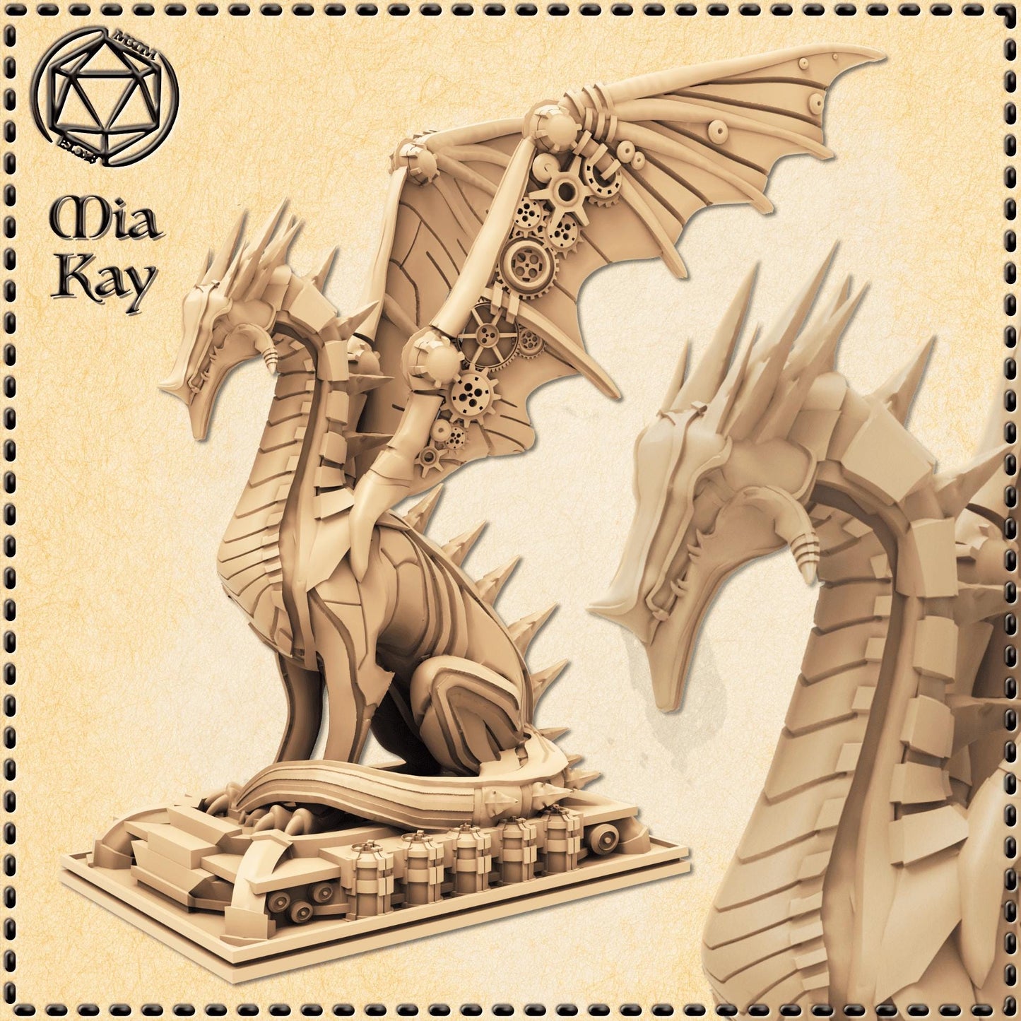 Steampunk Dragon Statue miniature by M3DM