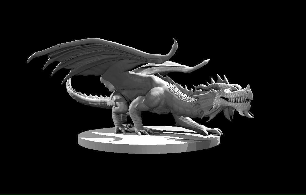 Red Dragon Ancient Adult Young Wyrmling miniature by MZ4250