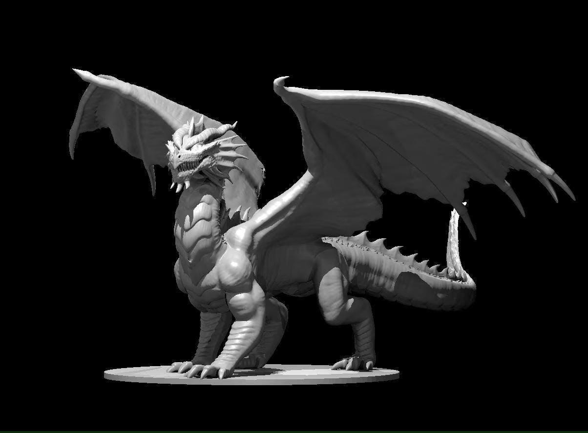 Red Dragon Ancient Adult Young Wyrmling miniature by MZ4250