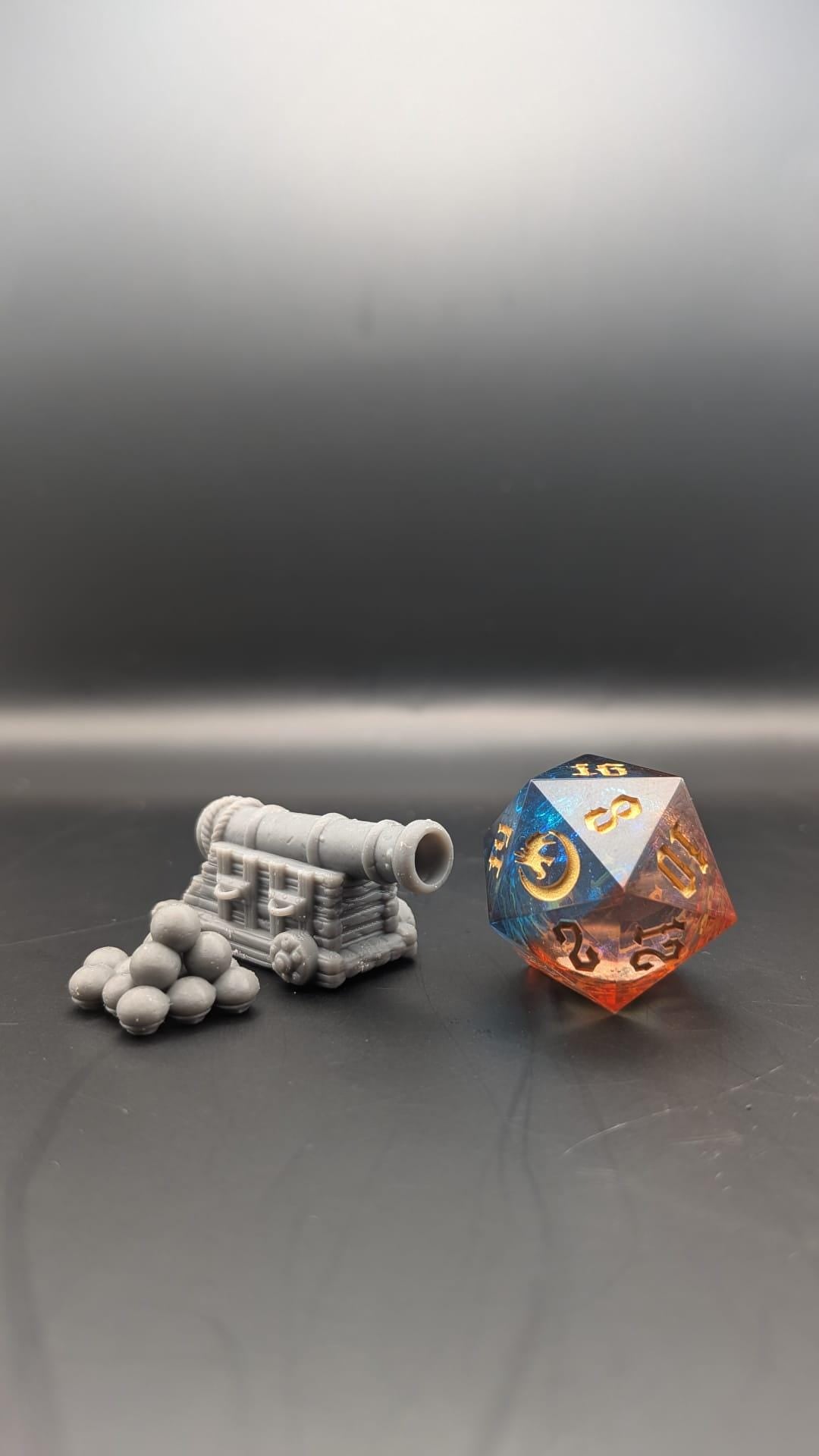 Cannon with Cannonballs miniature by M3DM