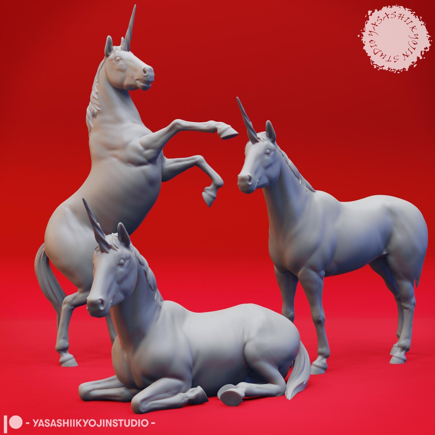 Unicorn miniatures by Yasashii Kyojin Studio