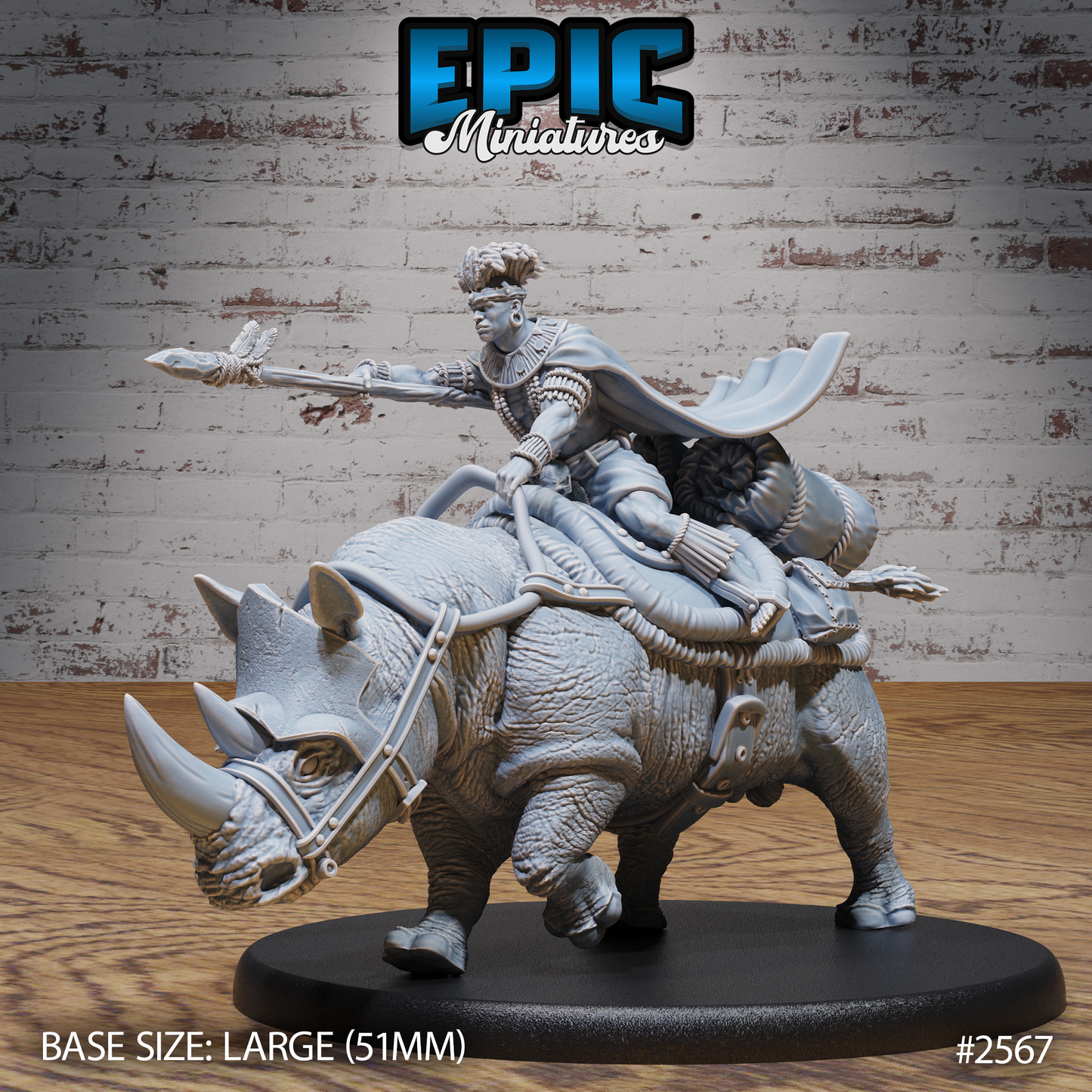 Spear Warrior and Rhino by Epic Miniatures