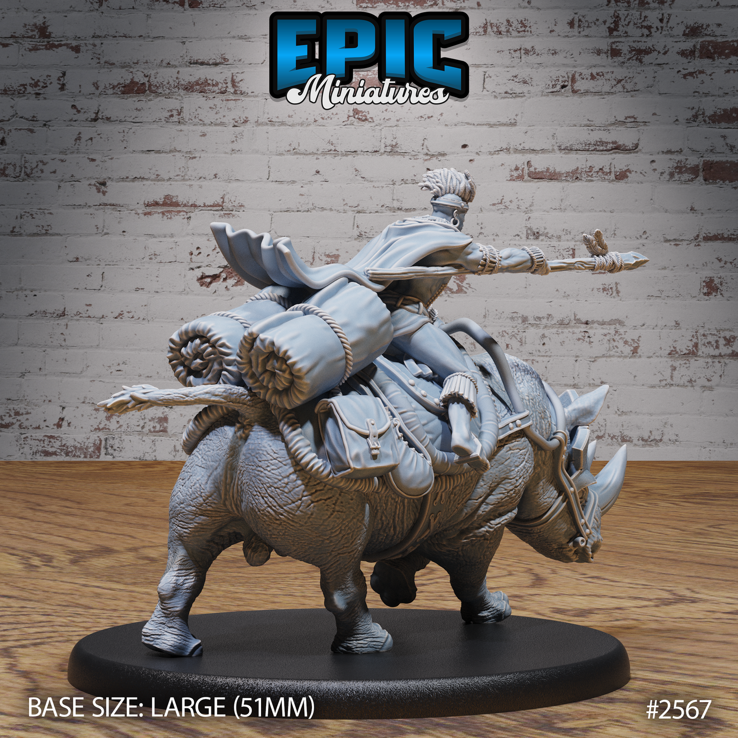 Spear Warrior and Rhino by Epic Miniatures