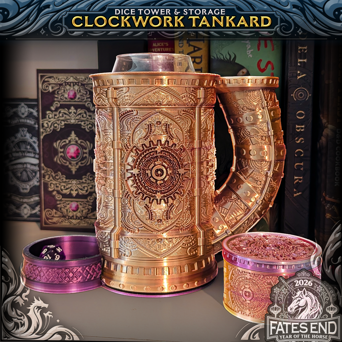 Clockwork Tankard Dice Tower and Dice Box by Fates End