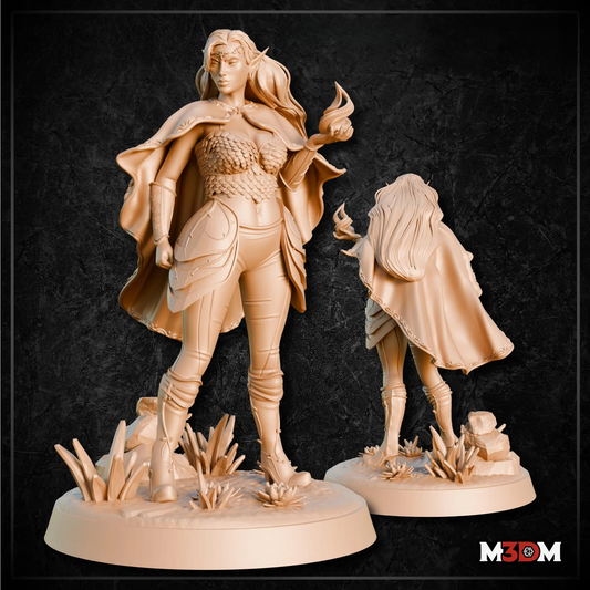 Female Elf Warlock Miniature by M3DM