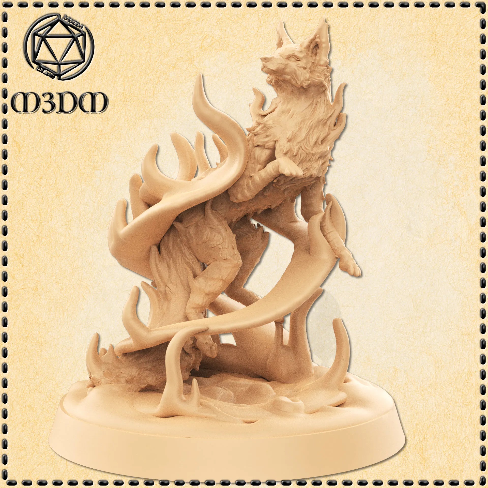 Fire Elemental Fox Miniature by M3DM – Planar Gateway Miniatures