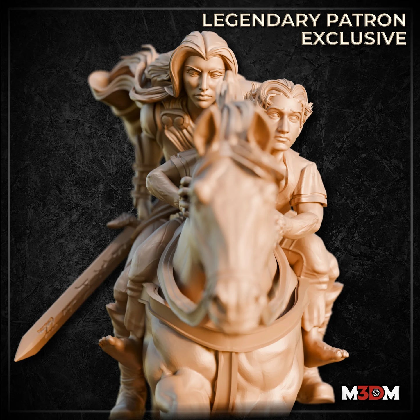 Horse Lord Shield Maiden and Halfling Miniature by M3DM