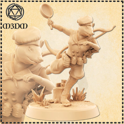 Ratfolk Chef Ranger Miniature by M3DM