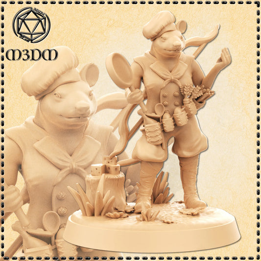 Ratfolk Chef Ranger Miniature by M3DM