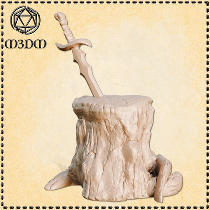 Tree Stump with Sword Miniature by M3DM