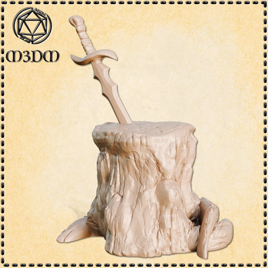 Tree Stump with Sword Miniature by M3DM