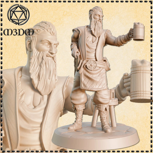 Viking Barkeep Miniature by M3DM