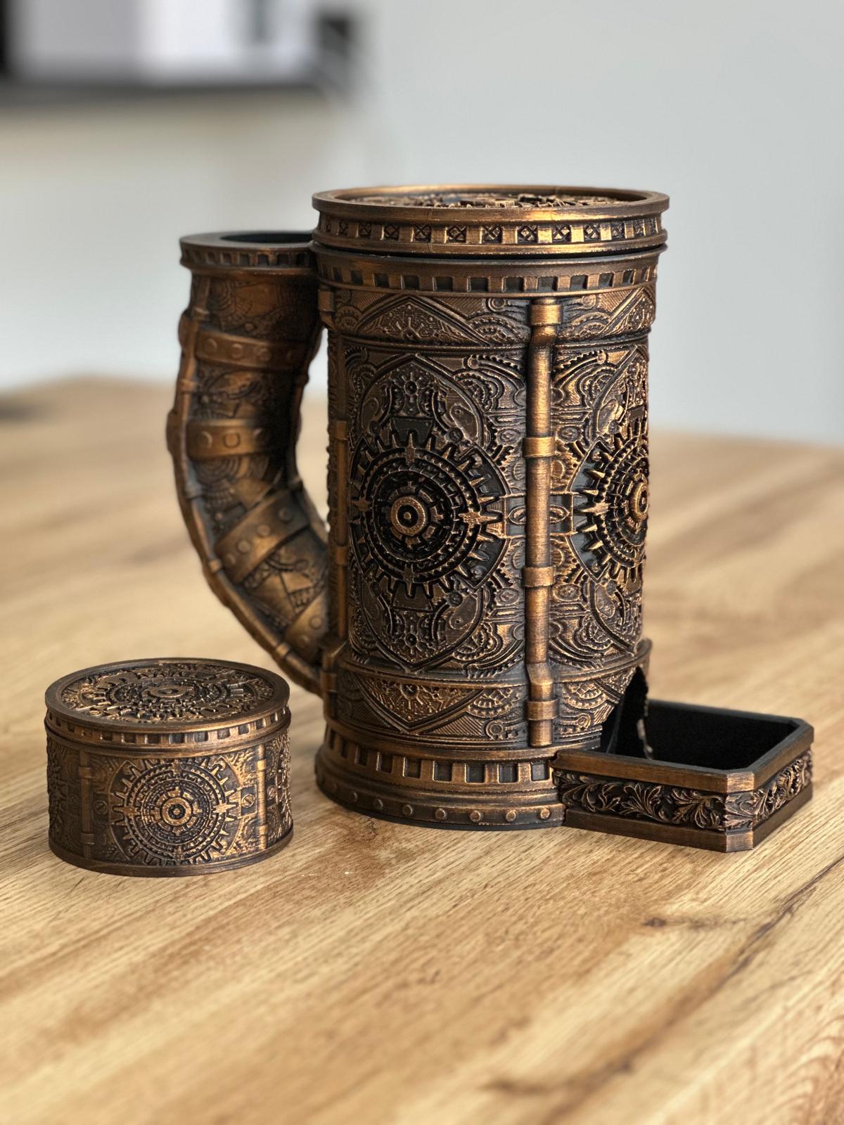 Clockwork Tankard Dice Tower and Dice Box by Fates End