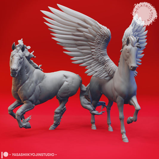Nightmare and Pegasus miniature by Yasashii Kyojin Studio