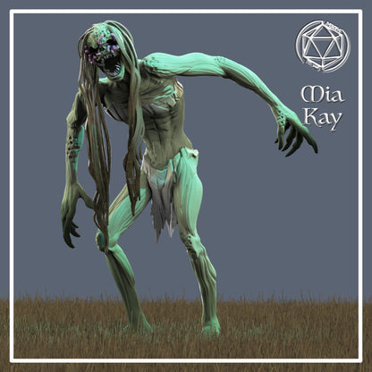 Female Zombie miniature by M3DM