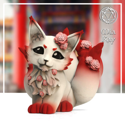 Baby Kitsune with Flowers miniature by M3DM