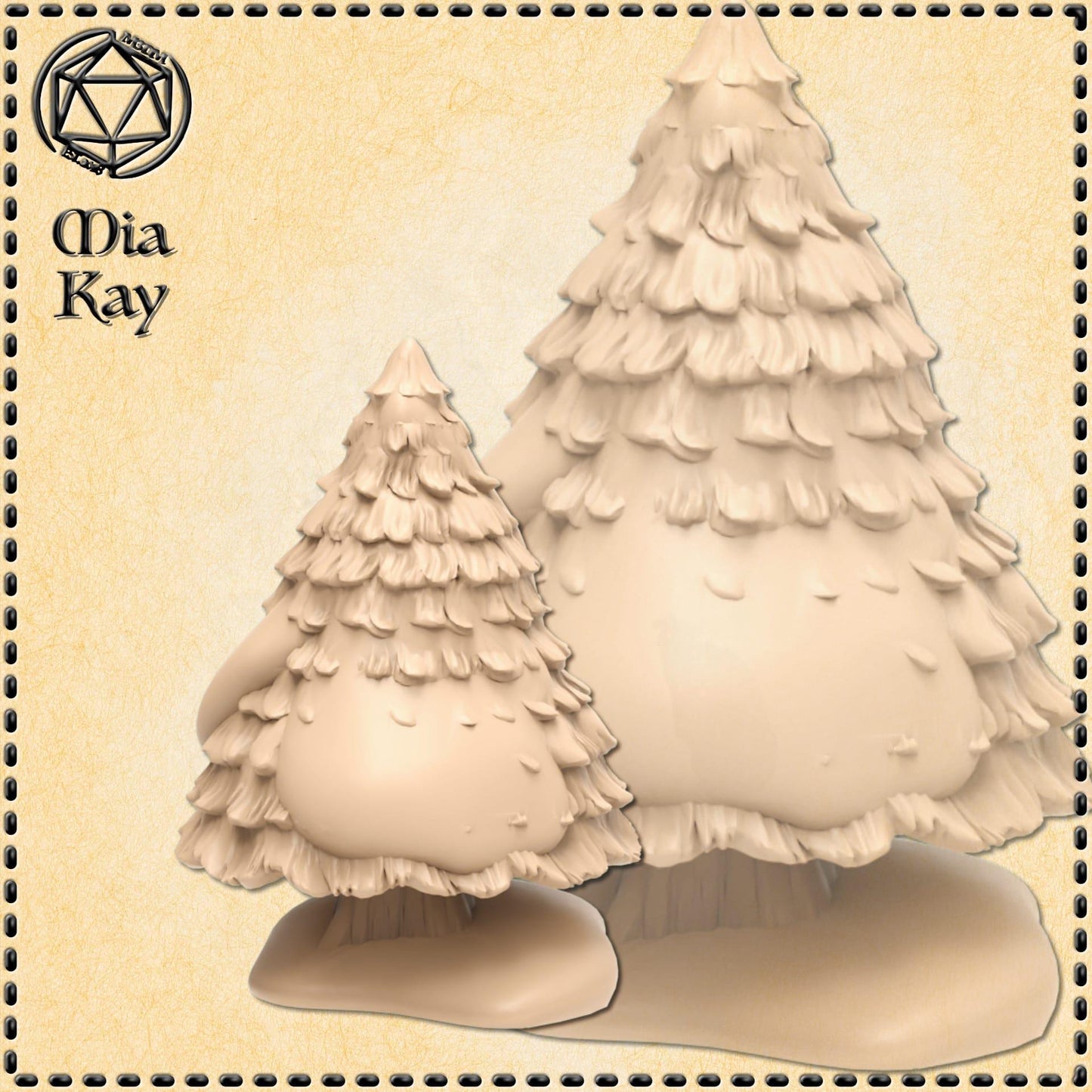 Set of 3 Snowy Trees miniature by M3DM