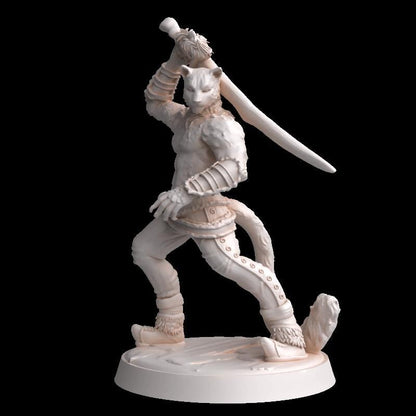 Catfolk Swordsman miniature by MZ4250