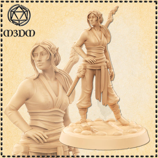 Female Elf Monk miniature by M3DM