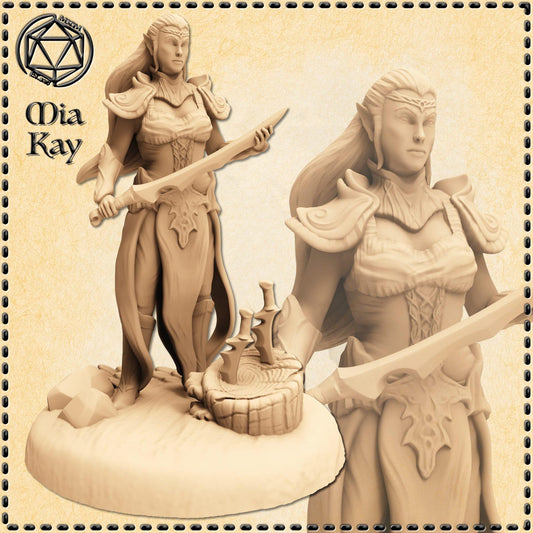 Female Elven Blademaster miniature by M3DM